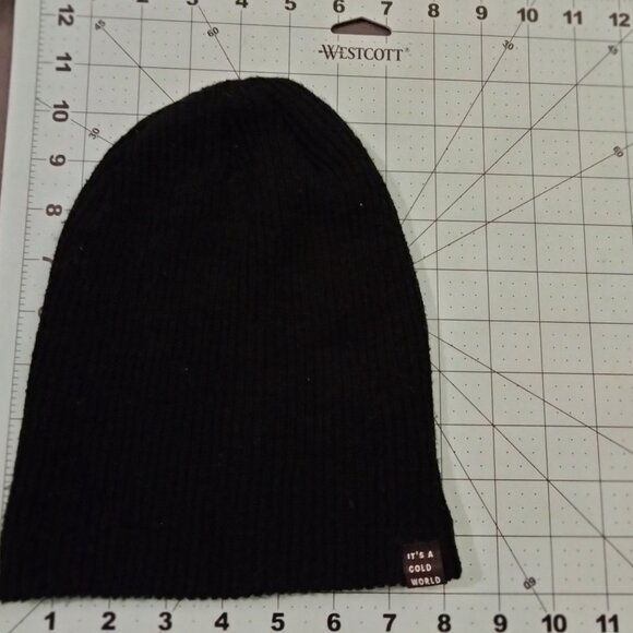 Jiberish Its A Cold World Beanie Hat Black Knit Ski Cap Snowboard Youth - Picture 2 of 3